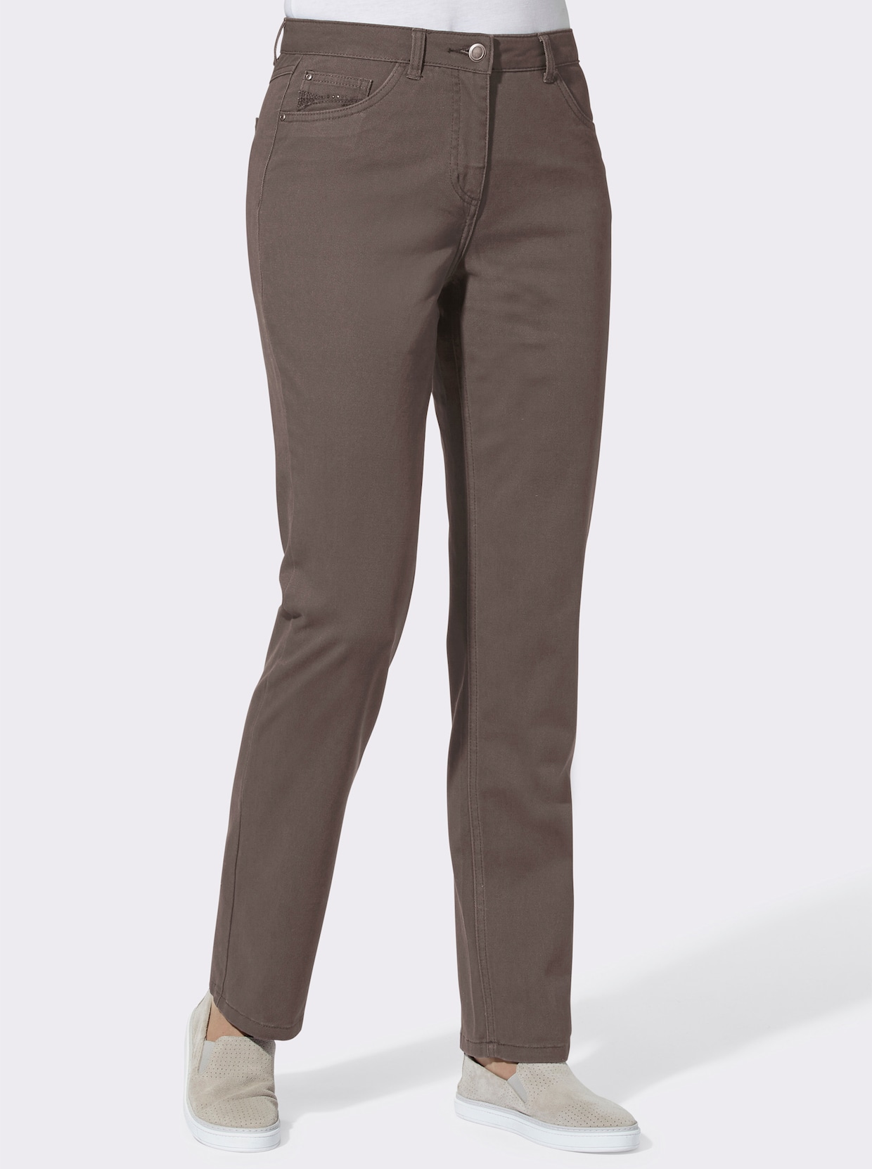 5-pocketjeans - donkertaupe