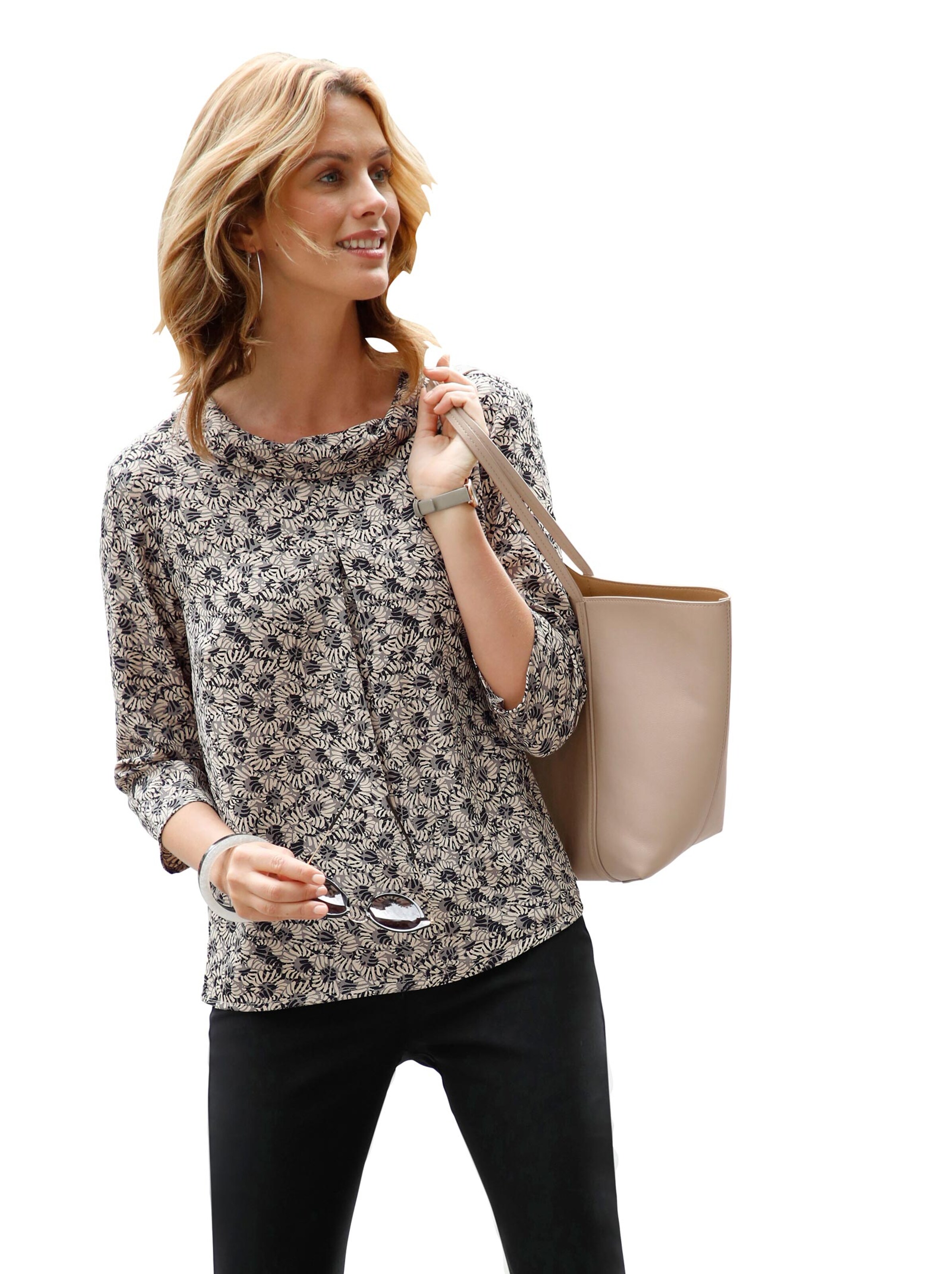 Bluse - schwarz-beige