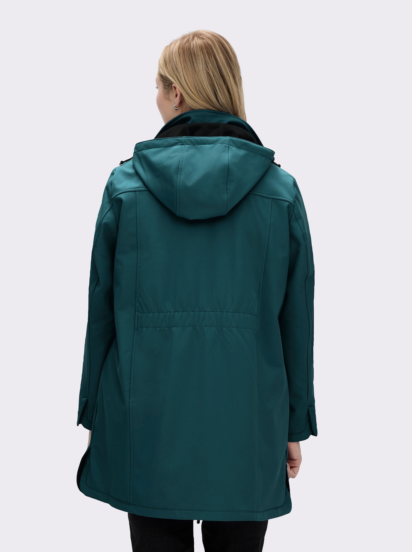 Softshelljacke mit Gummizug im Rücken - petrol