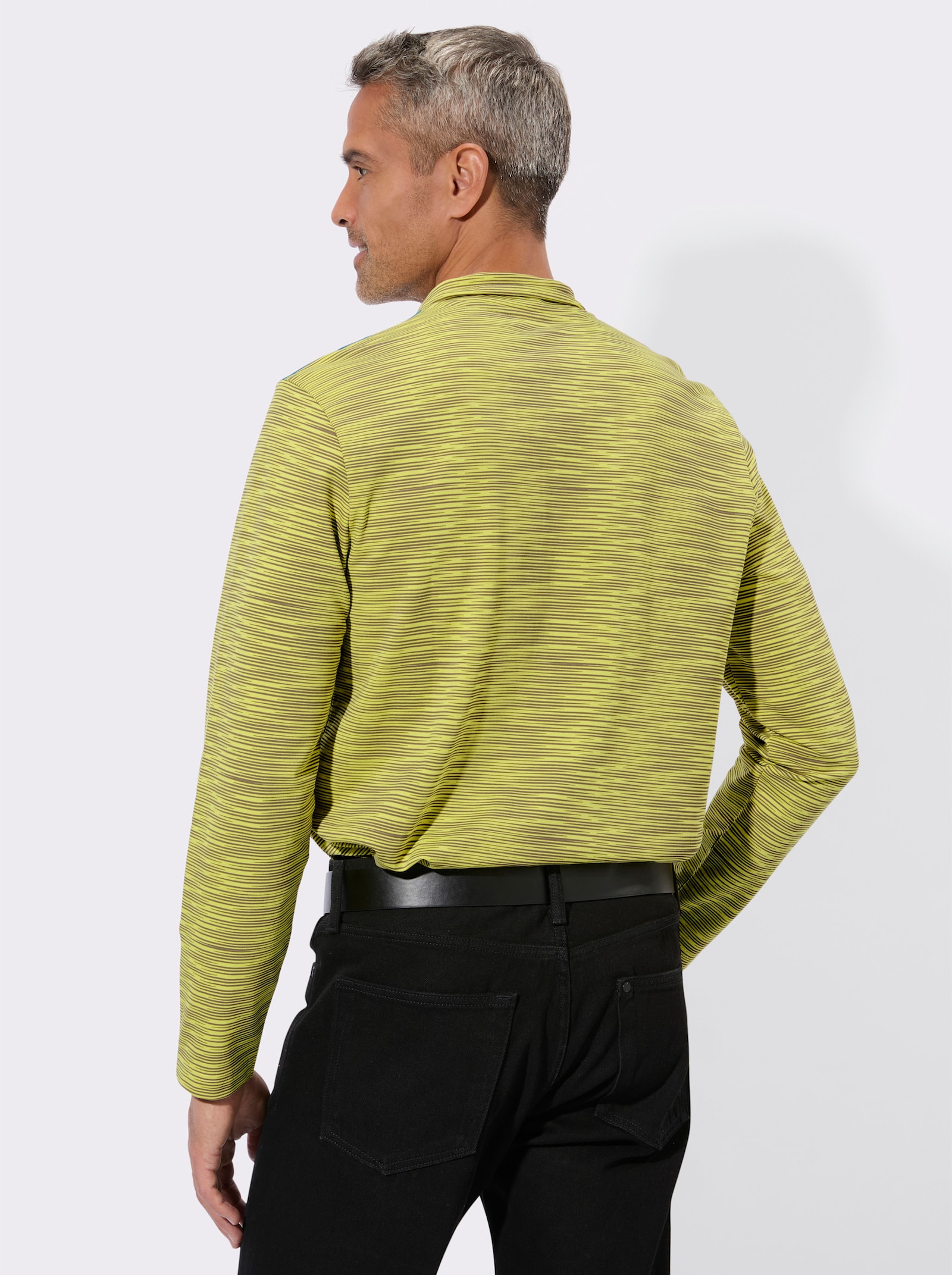 Sweatshirt aus reiner Baumwolle, gestreift - limone-dunkeltaupe-geringelt