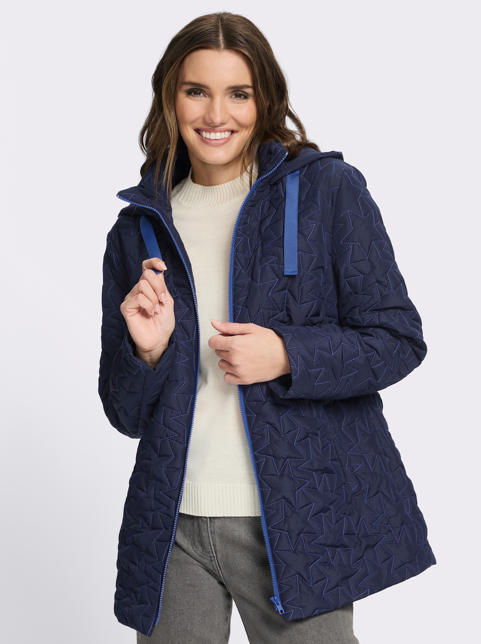 Steppjacke mit 2-Wege-Reißverschluss - marine