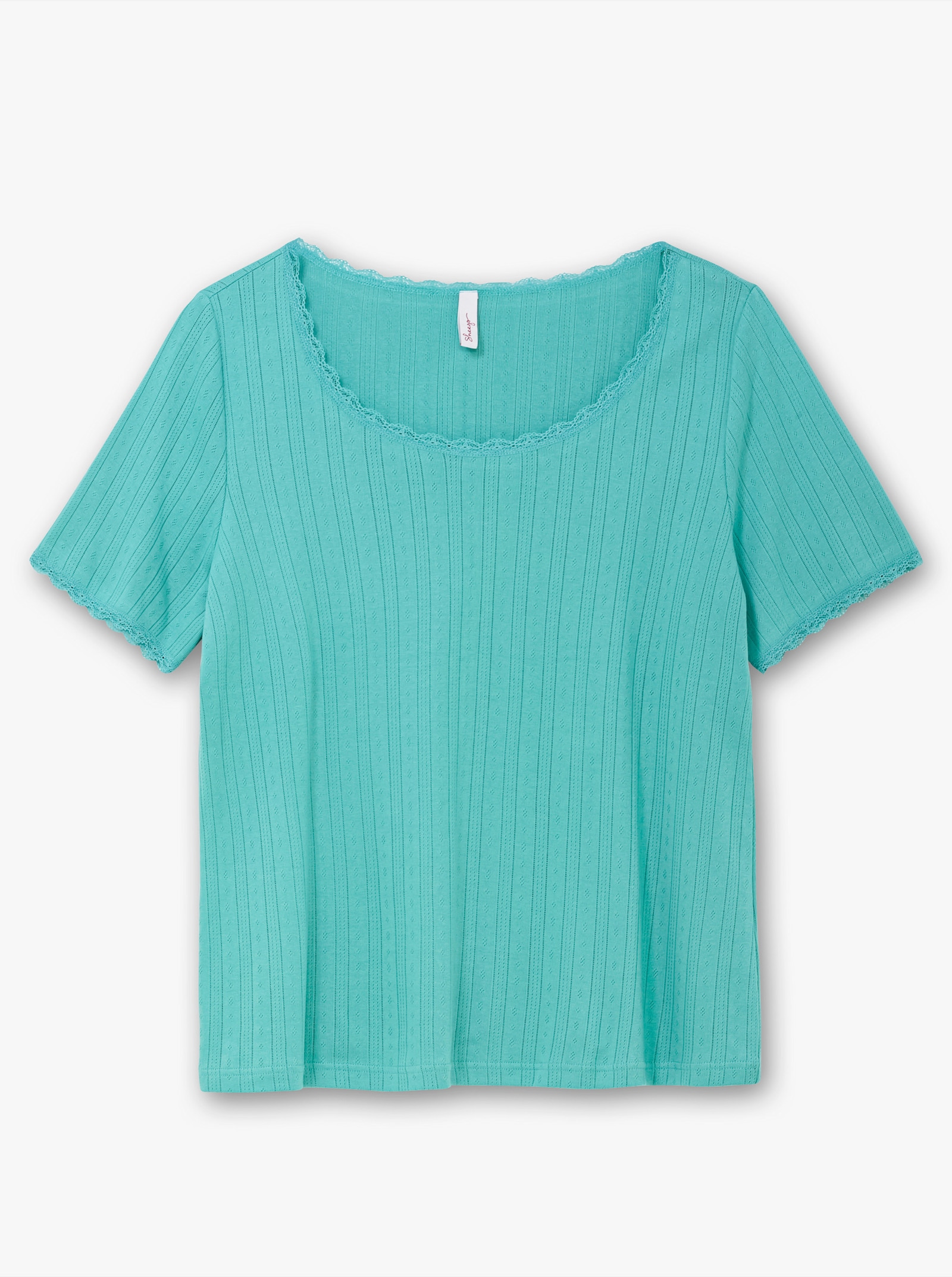 sheego Geribd shirt met kanten randen - oceaan