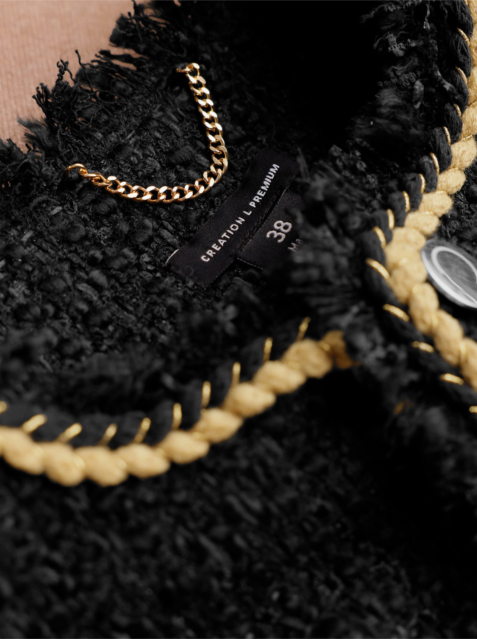 CREATION L PREMIUM Bouclé-Blazer mit Schulter-Postern - schwarz