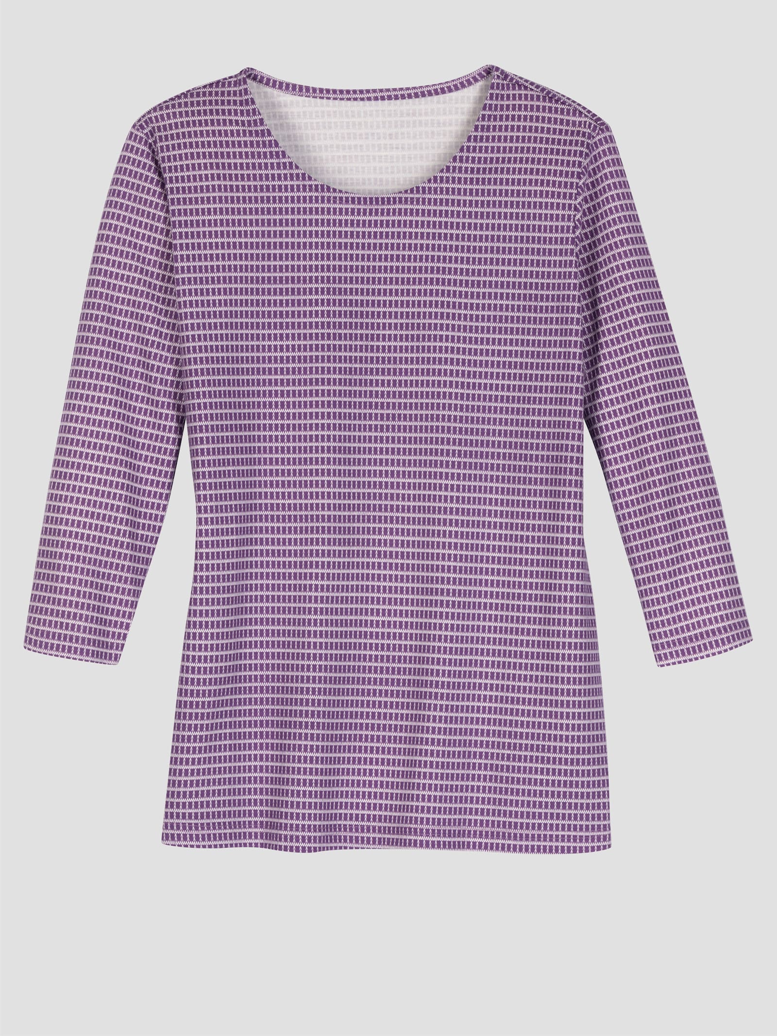 3/4-Arm-Shirt mit Minimal-Druck - lila-ecru-bedruckt