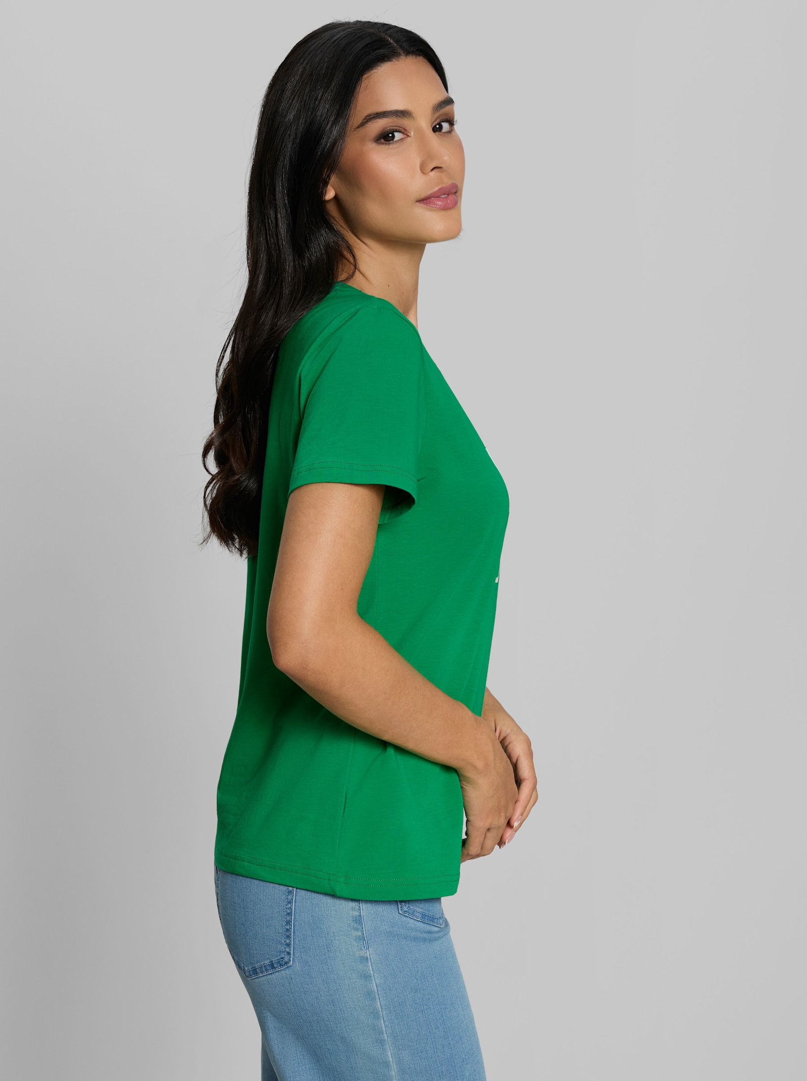 heine Kurzarmshirt mit Schriftzug - grasgrün