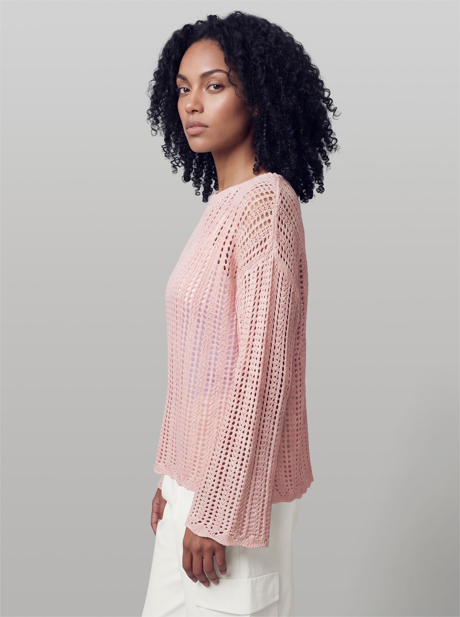 heine Pullover mit U-Boot-Ausschnitt - hellrosé