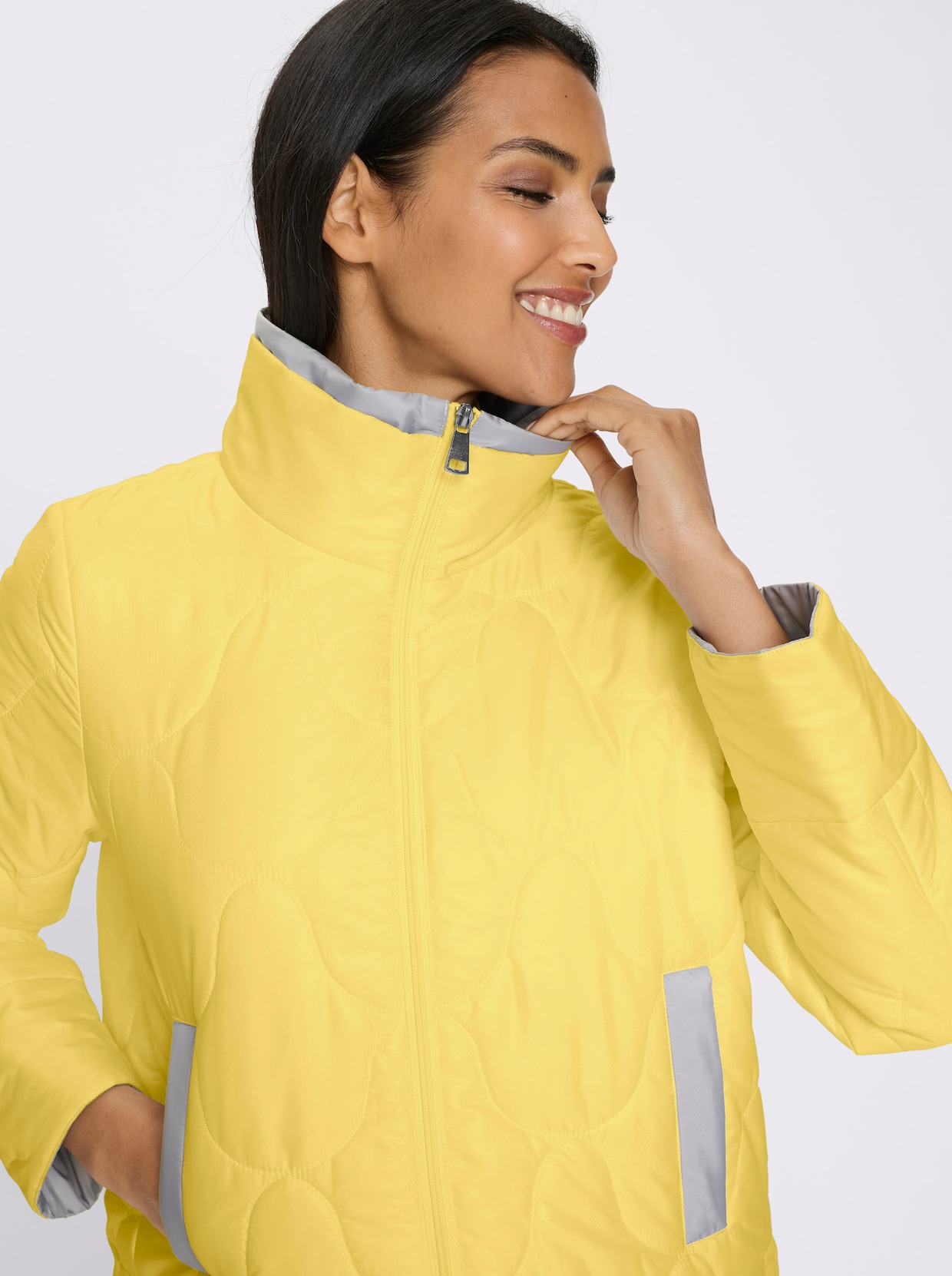 Steppjacke - gelb-steingrau