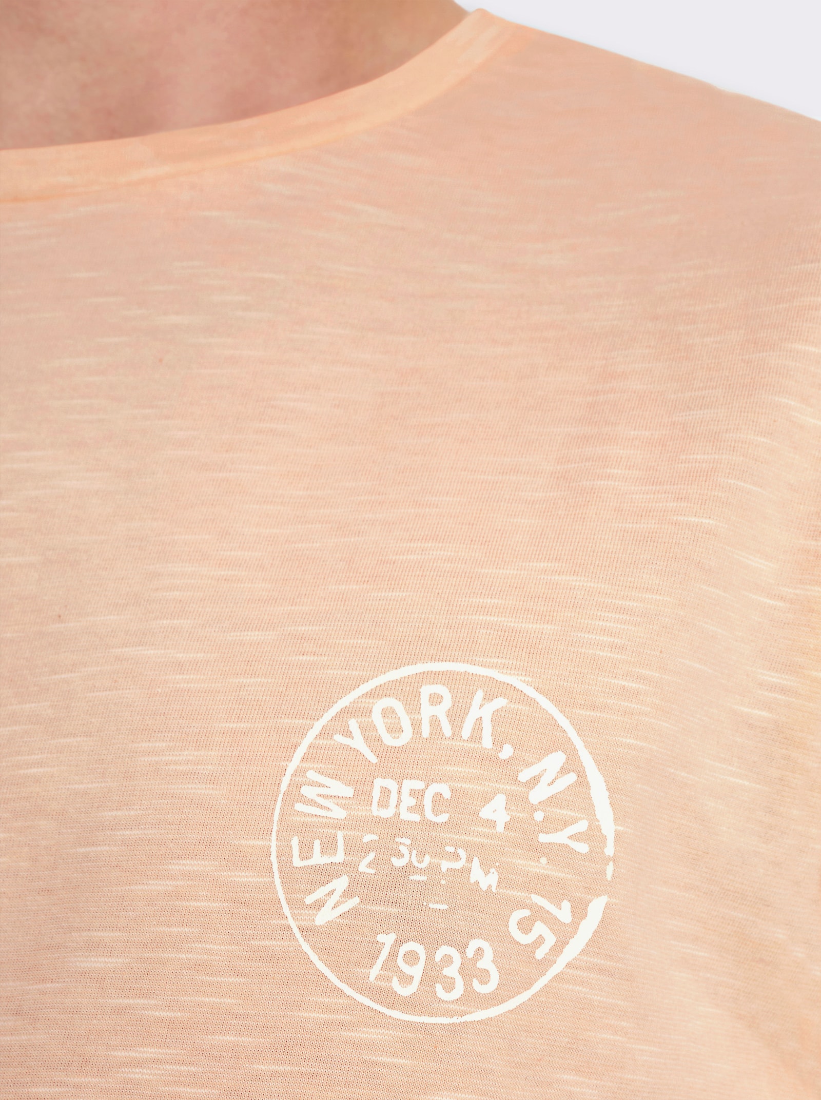 Kurzarmshirt mit garngefärbtem Muster - apricot