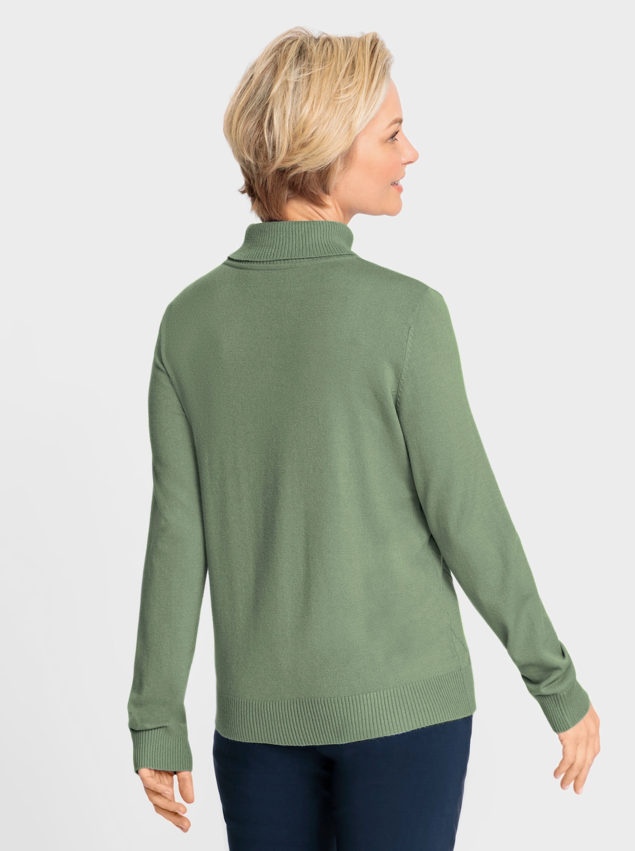 Trui met opstaande kraag - eucalyptus