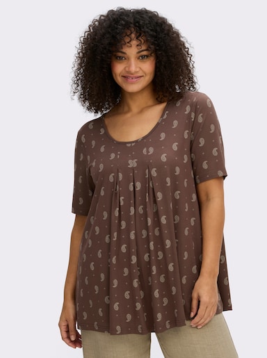 sheego Rundhalsshirt mit Paisleyprint - schoko-sesam-bedruckt
