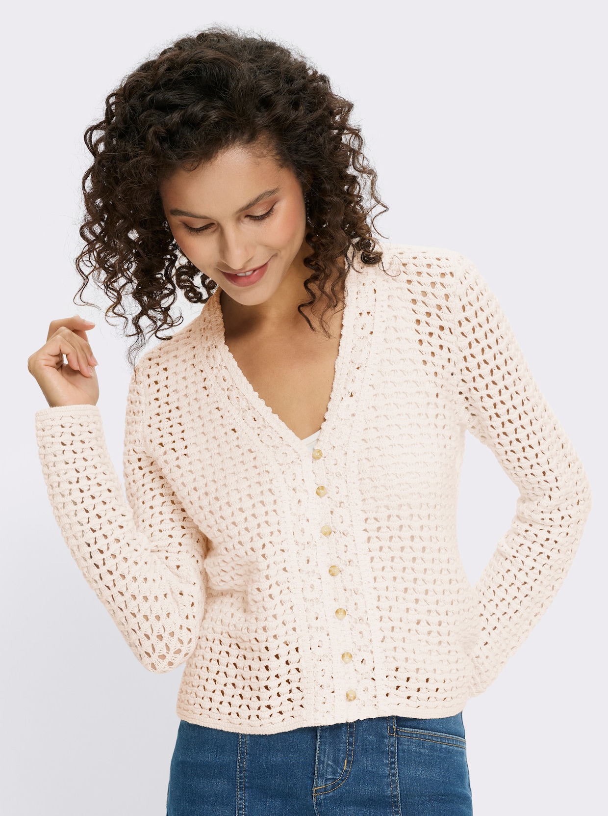 heine Ajourstrickjacke - ecru