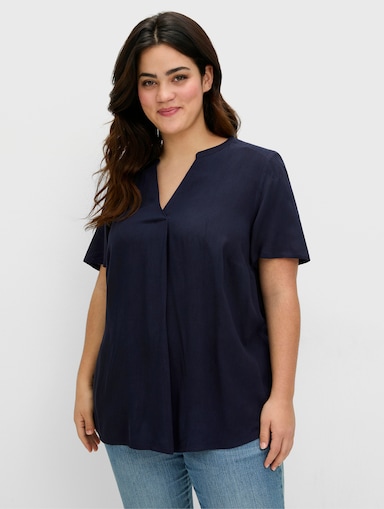 sheego Tunique avec dentelle - bleu foncé