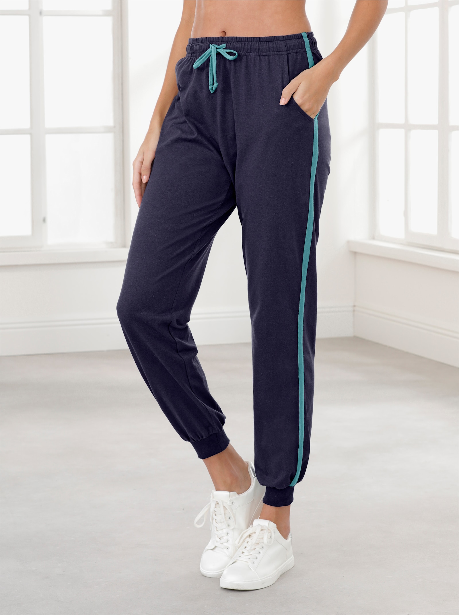 Freizeithose Dehnbund mit Tunnelzug - nachtblau