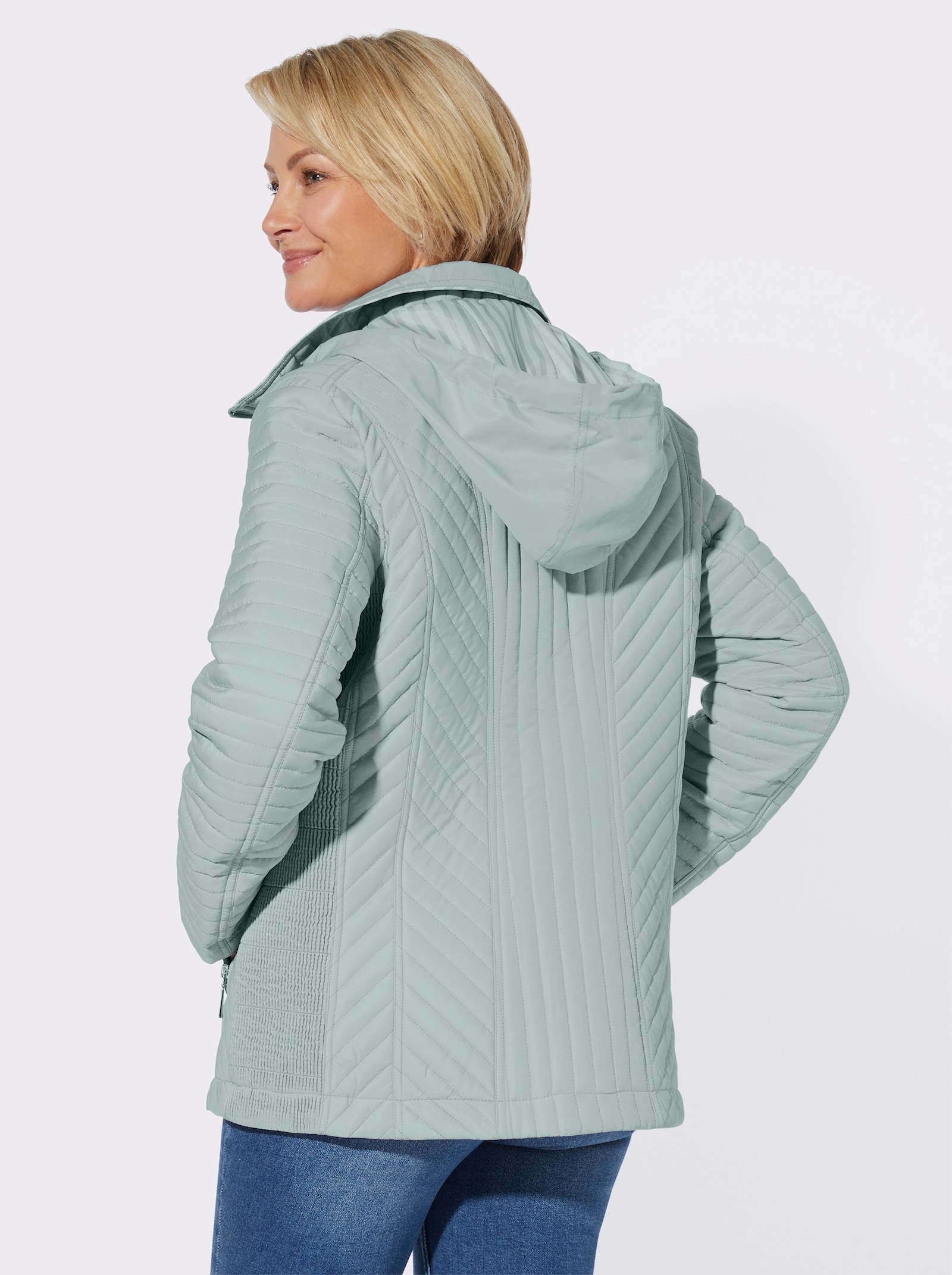Steppjacke mit abzippbarer Kapuze - kalkmint