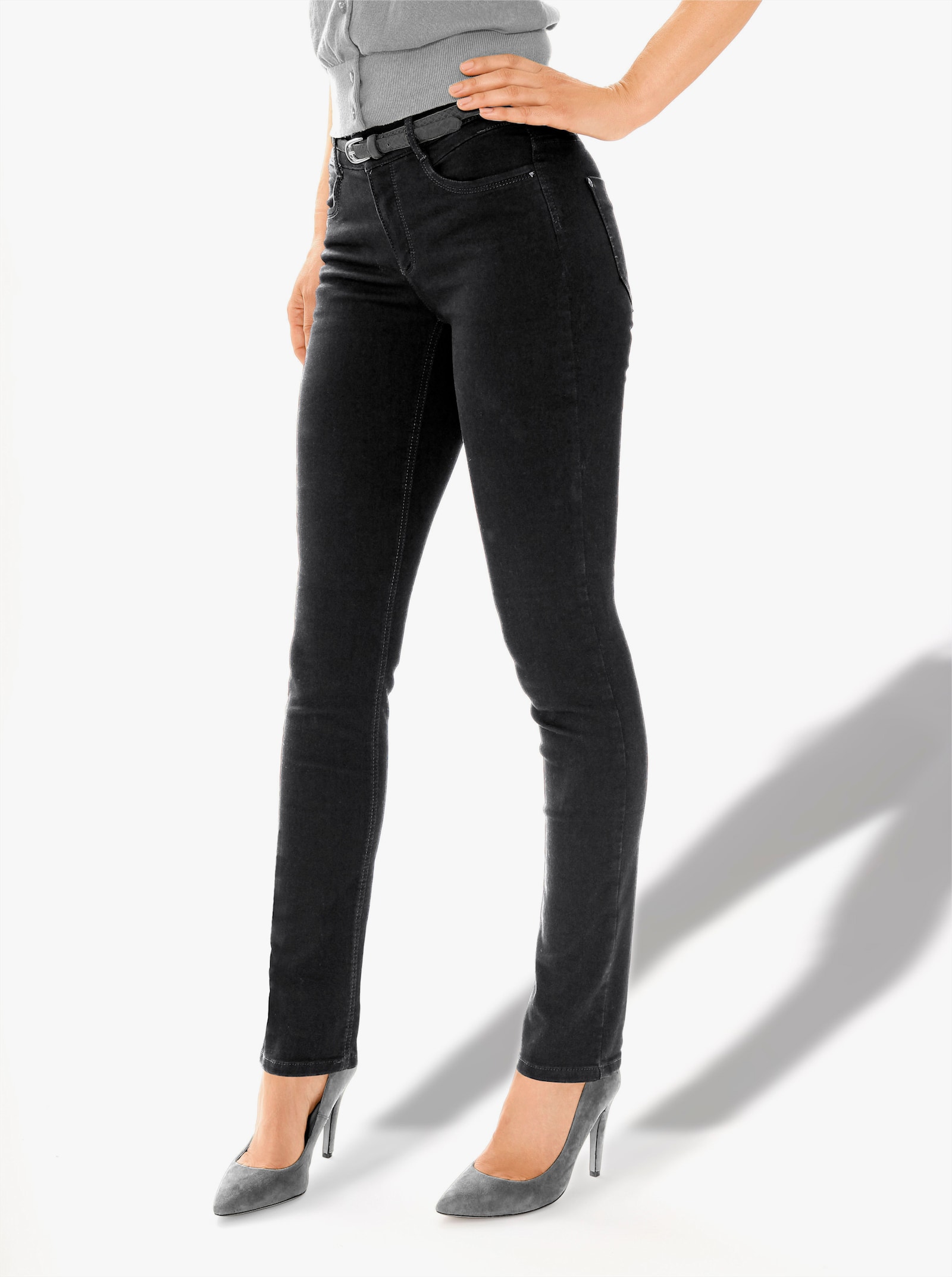 Ascari Stretch-Jeans in Röhren-Form - schwarz
