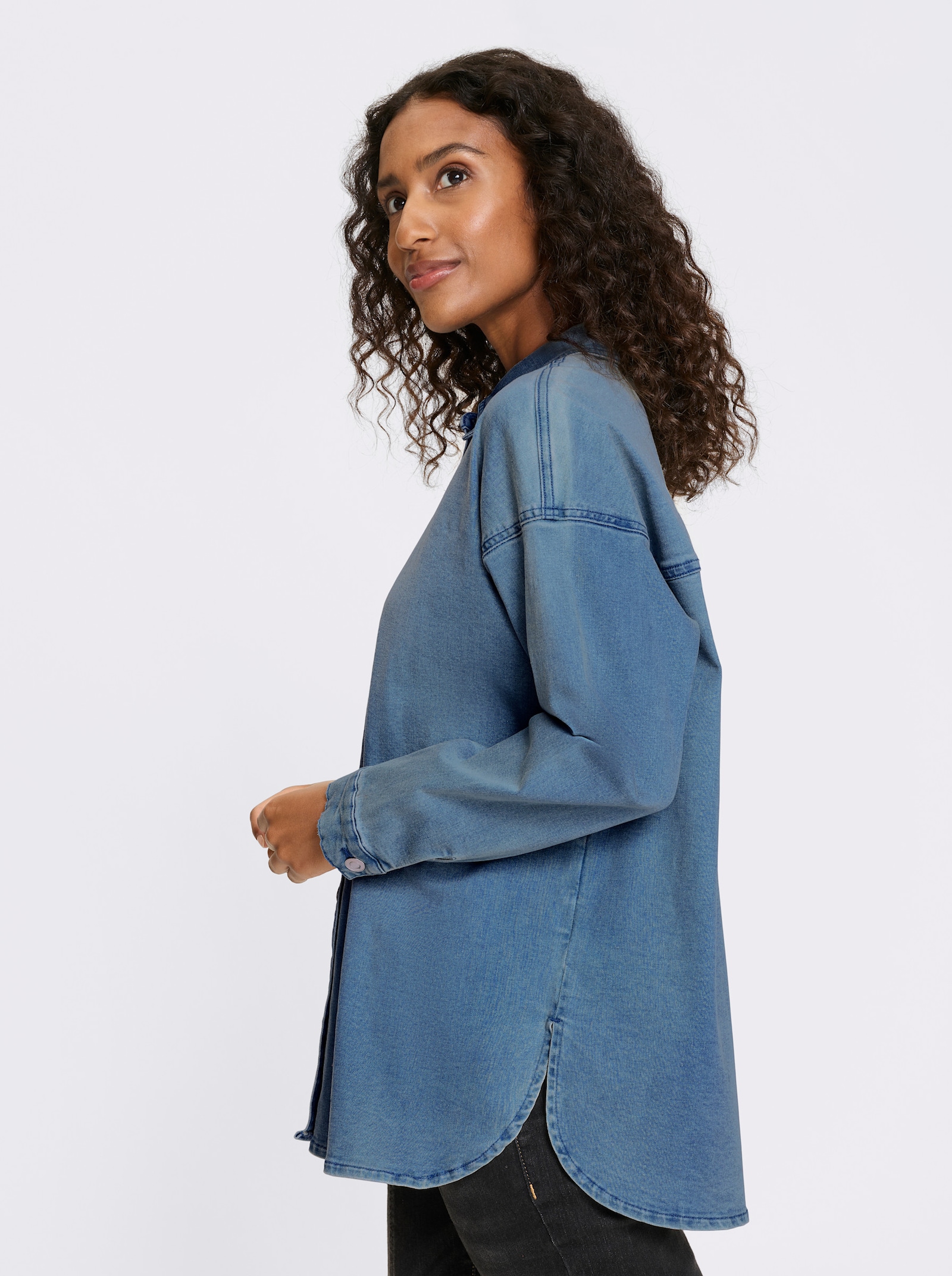 heine Jeansbluse mit Seitenschlitzen - blue-bleached