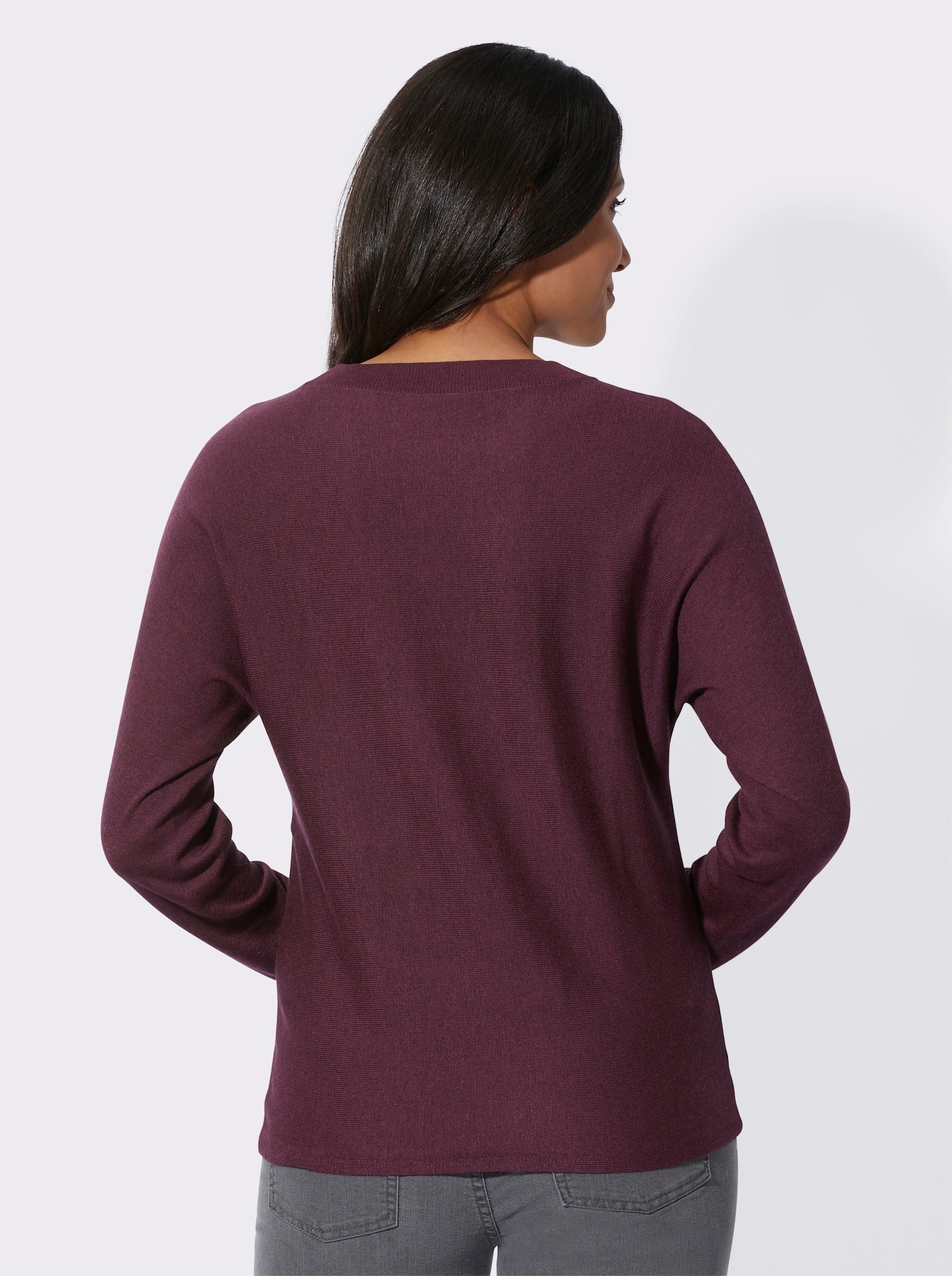 Fledermauspullover mit 5% Kaschmir - burgund-meliert
