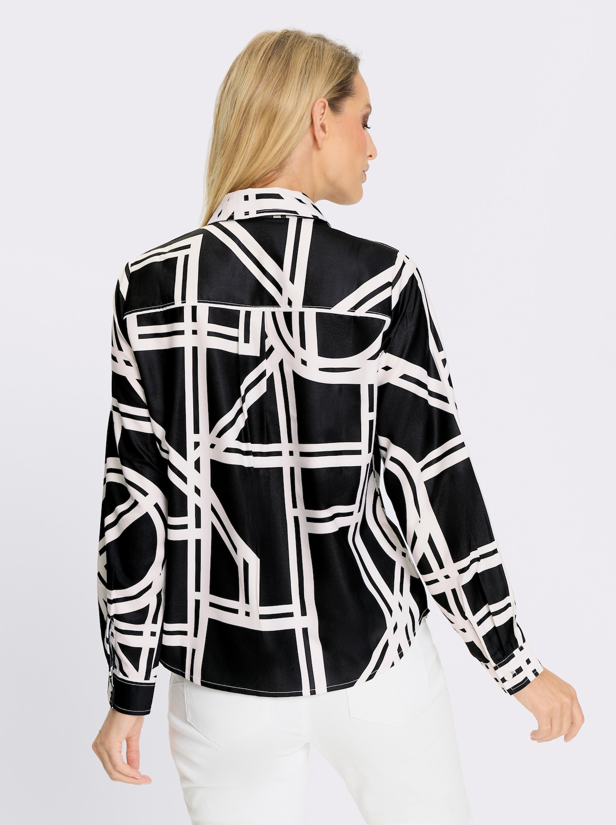 heine Druckbluse - schwarz-ecru-bedruckt