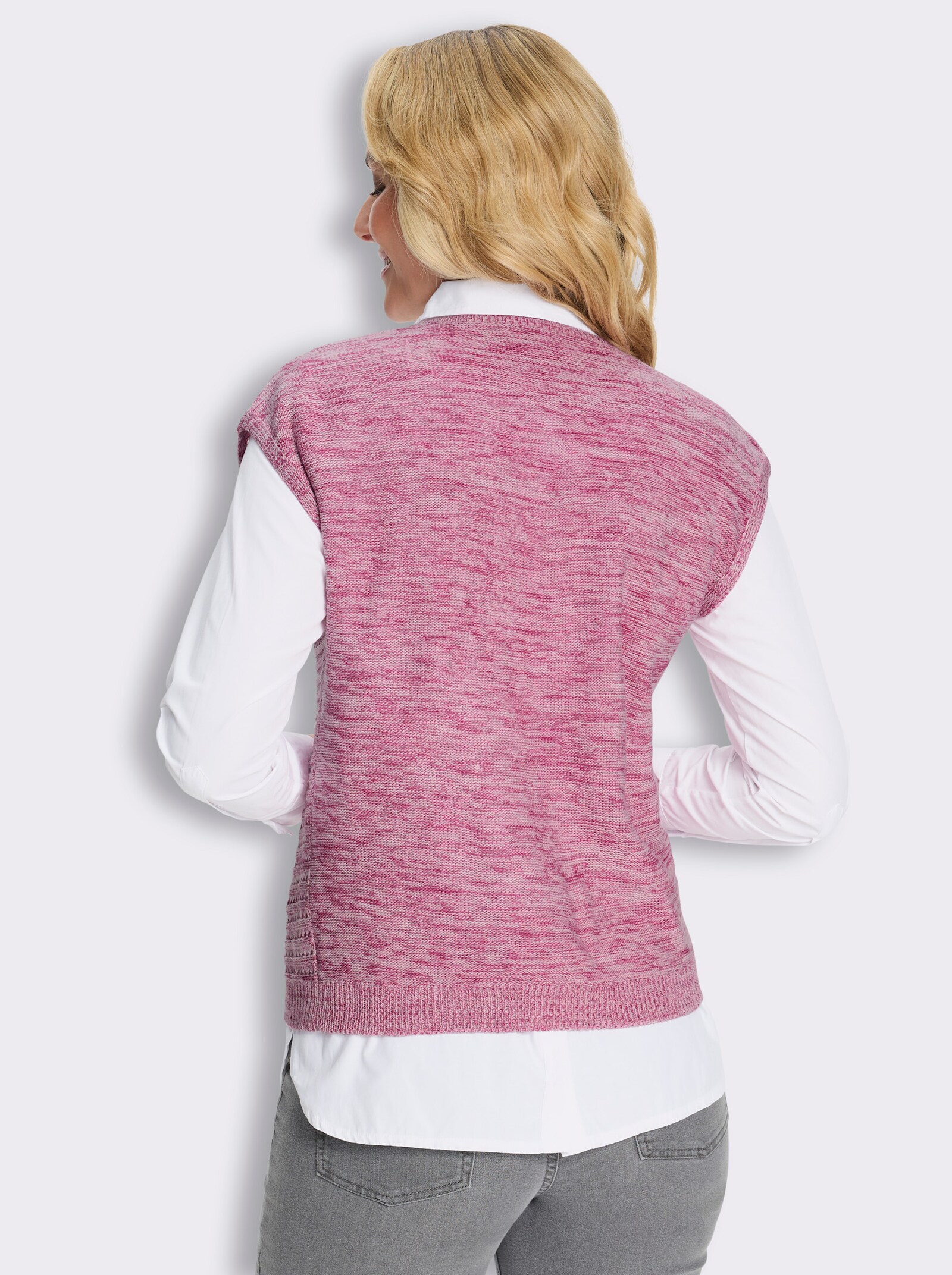 Pullunder mit Ajour-Muster - rosé-meliert