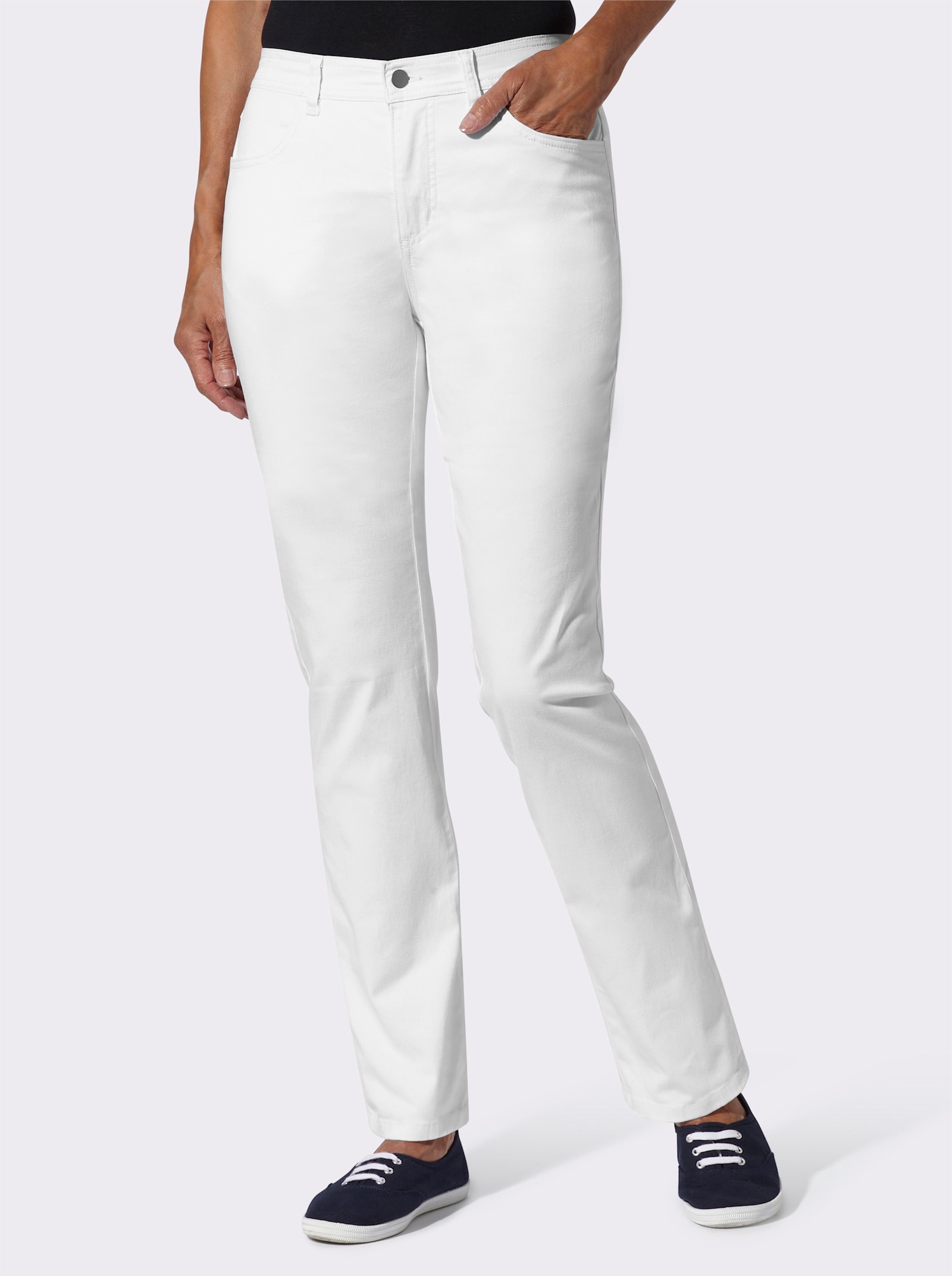 Stretch-Hose mit Biesen an den Gesässtaschen - weiss