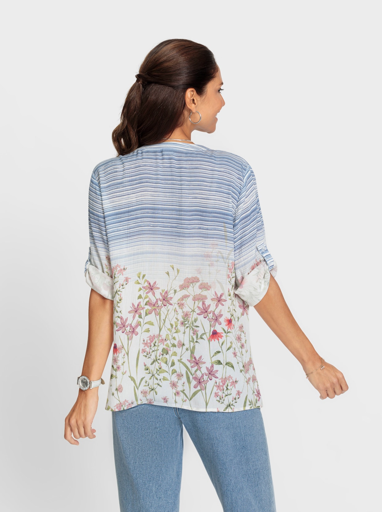 Blouse - hortensia/bleu bedrukt