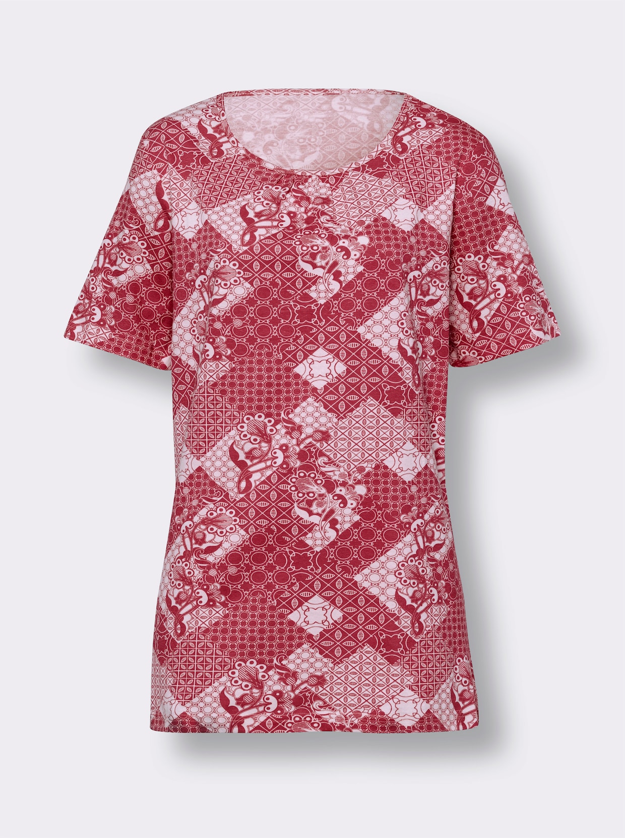 Lang shirt - wit/rood geprint
