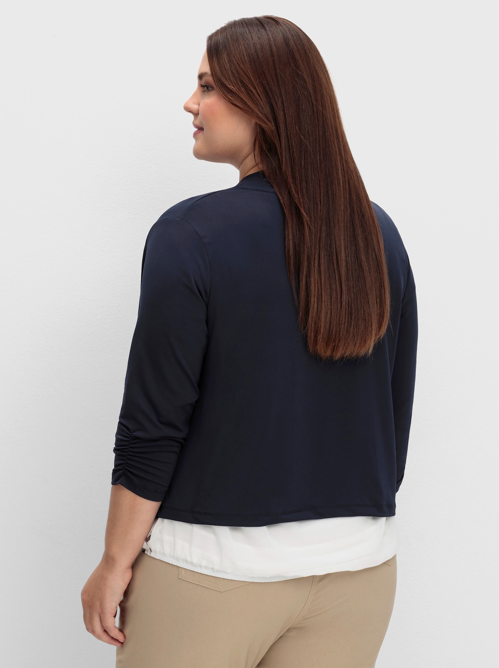 Shirtjacke in kurzer Bolero-Form - marine