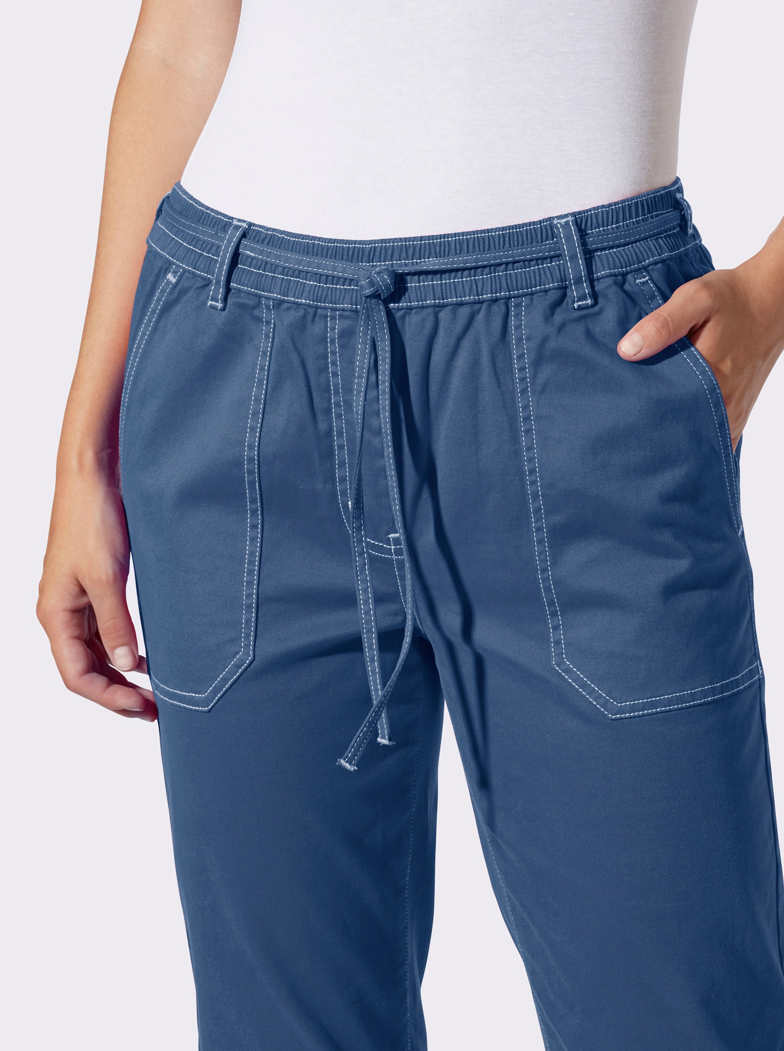 heine Baumwollhose in Capri-Länge - jeansblau