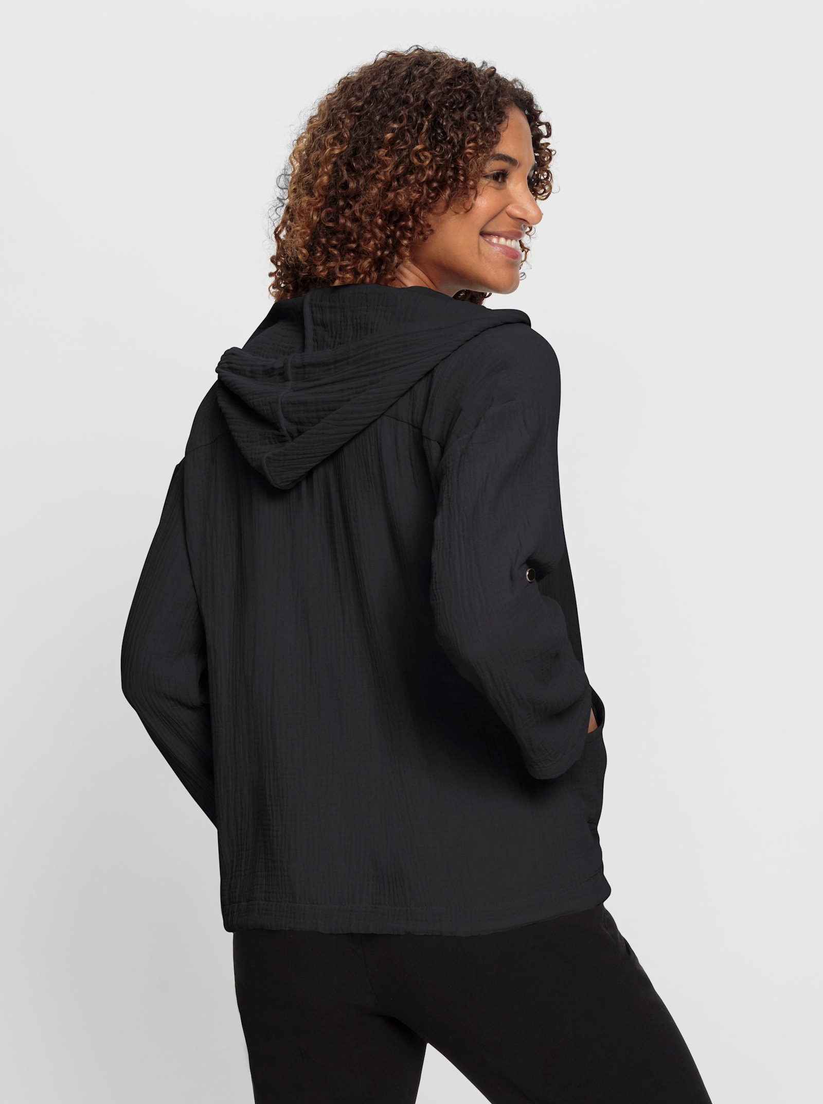 Veste chemisier en qualité mousseline - noir