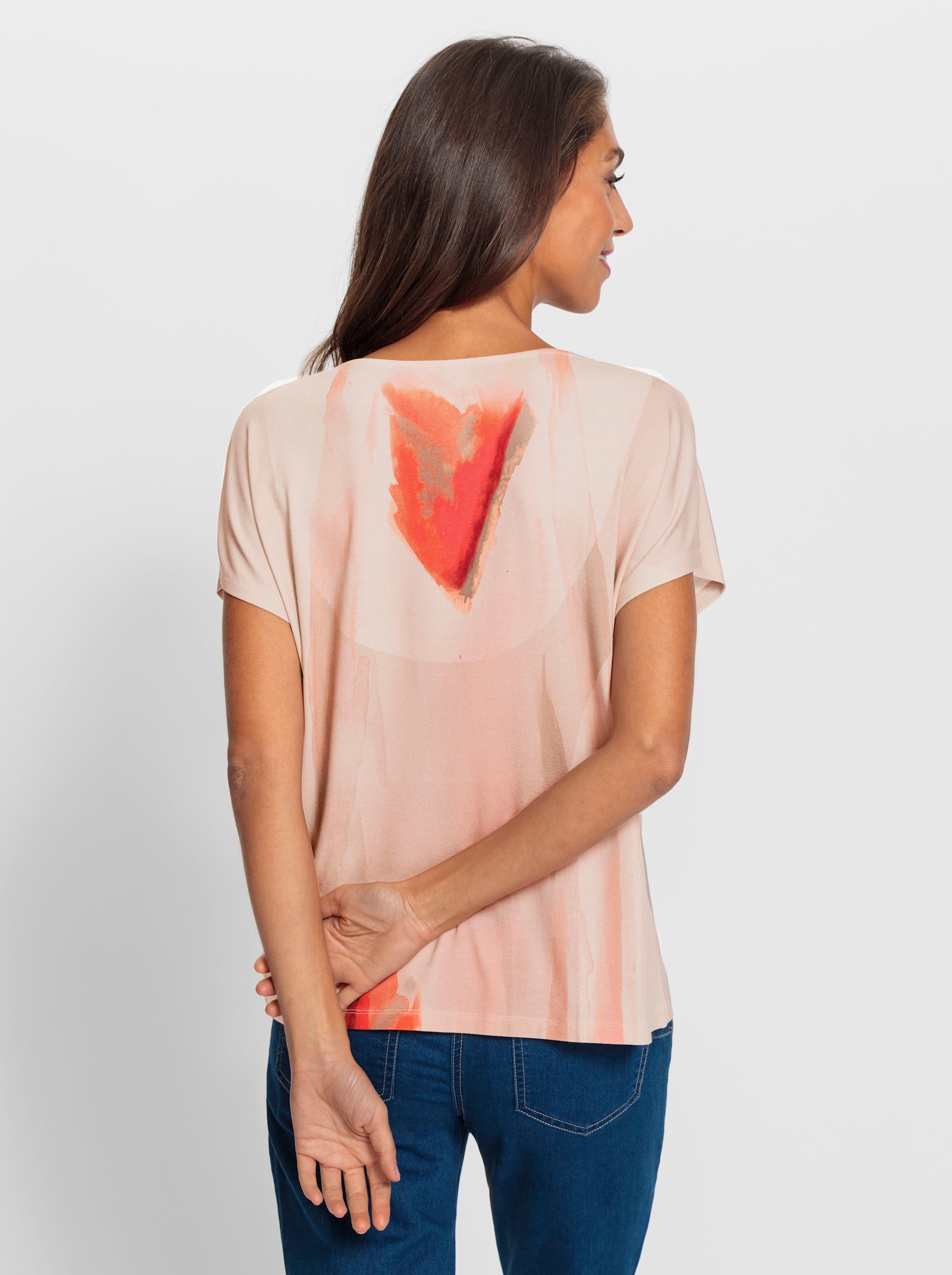 heine Shirt mit überschnittenen Schultern - elfenbein-hummer-bedruckt