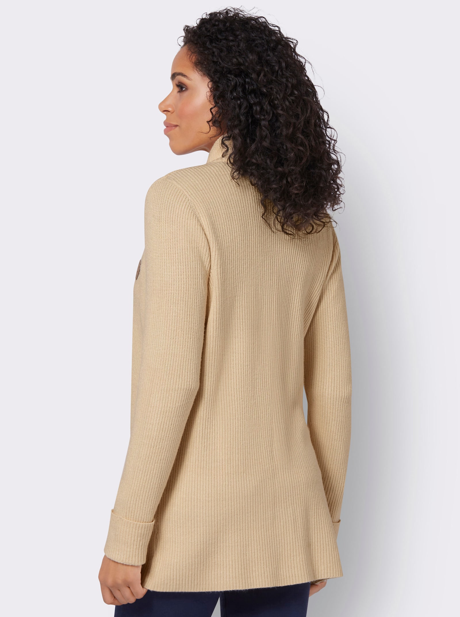 Dlhý kardigán so stojačikom - slonovinová