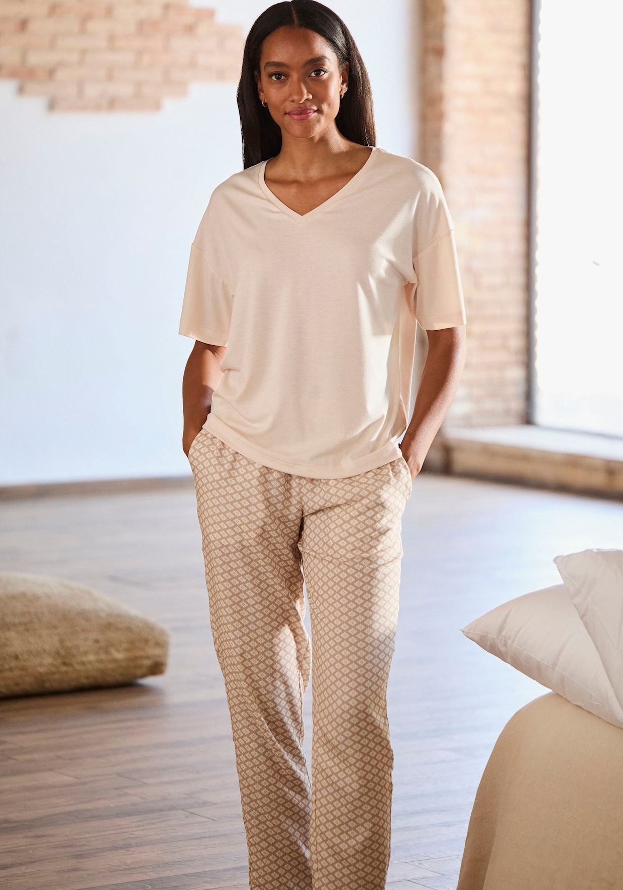 LASCANA Haut de pyjama - beige