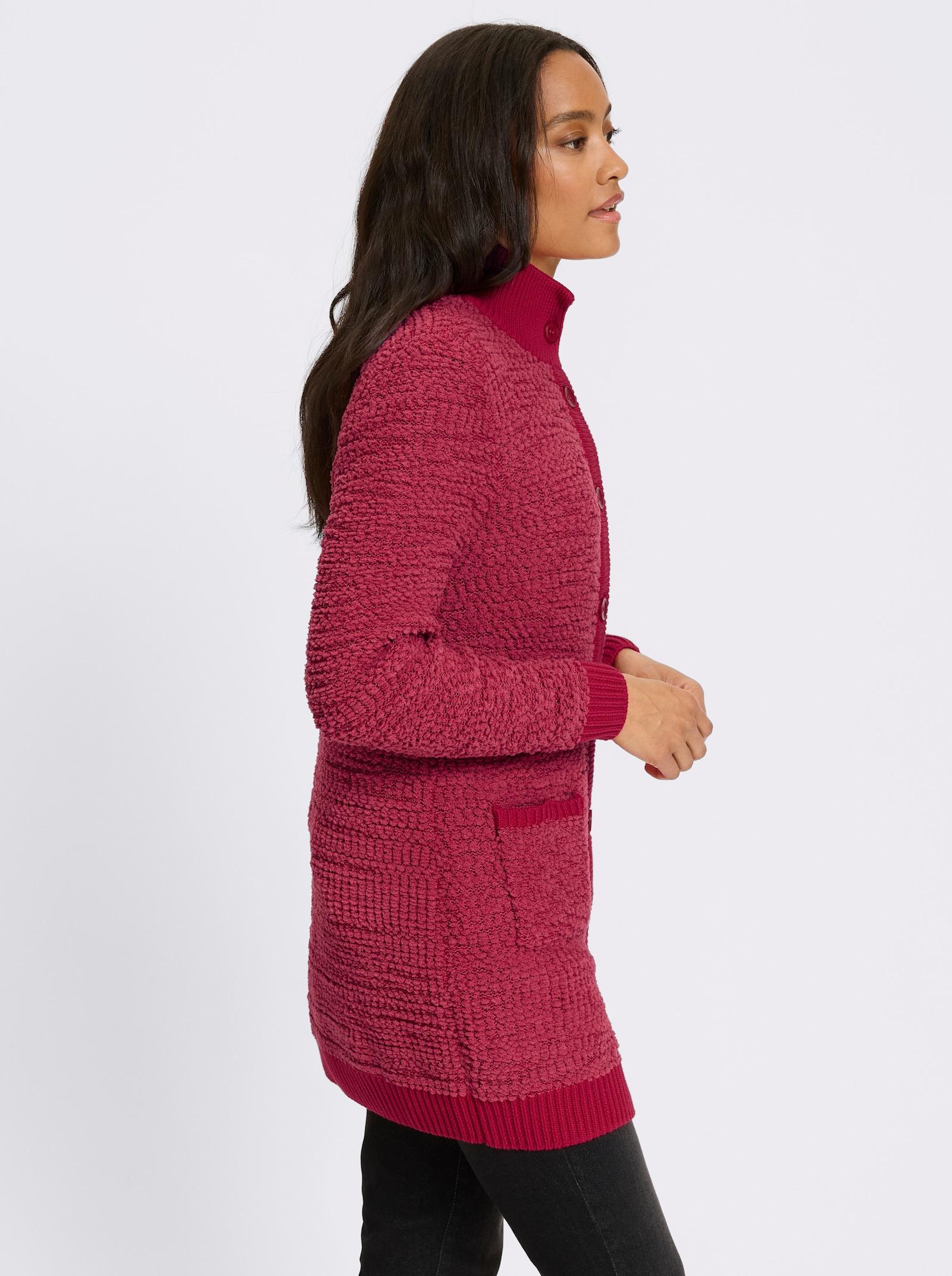 heine Longstrickjacke mit Stehkragen - rot
