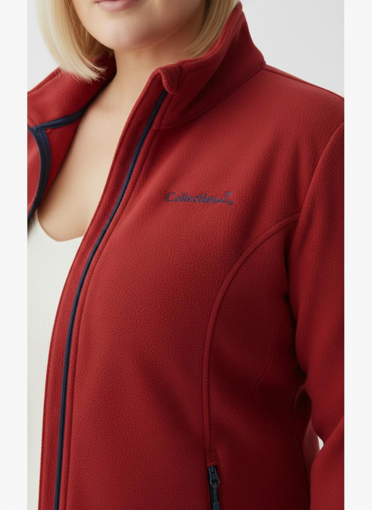 Fleecejacke mit Stickerei - rot