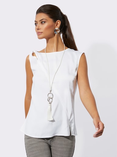 Blusentop aus schimmerndem Satin - ecru