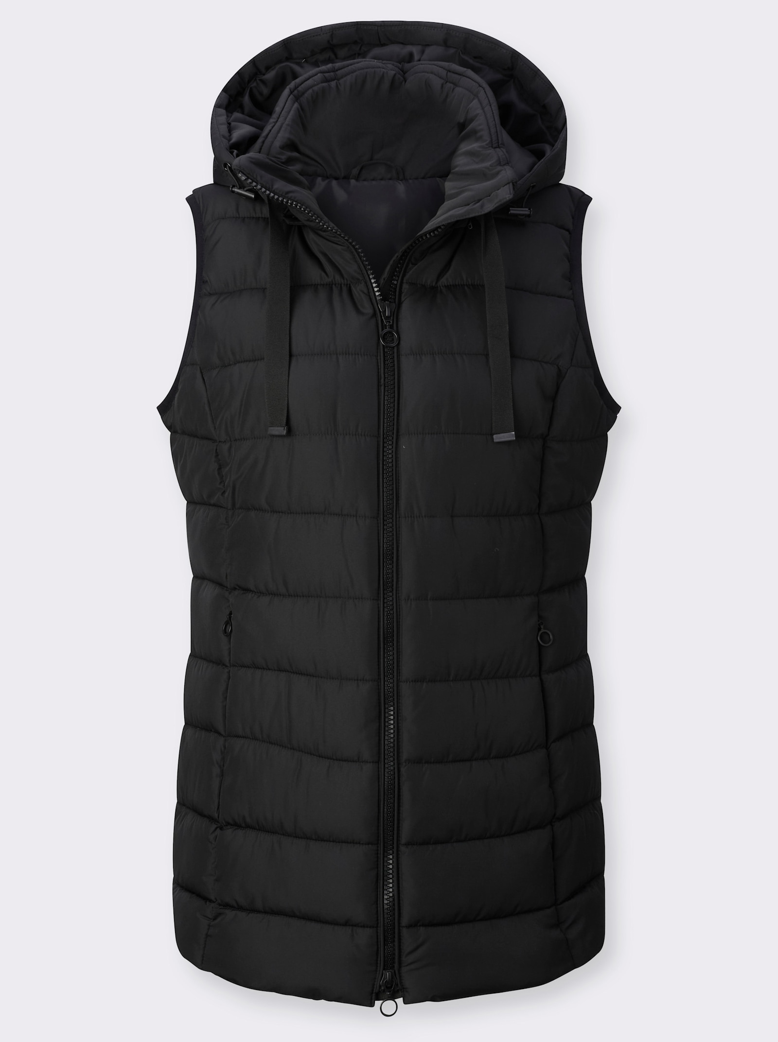 Bodywarmer met afritsbare capuchon - zwart