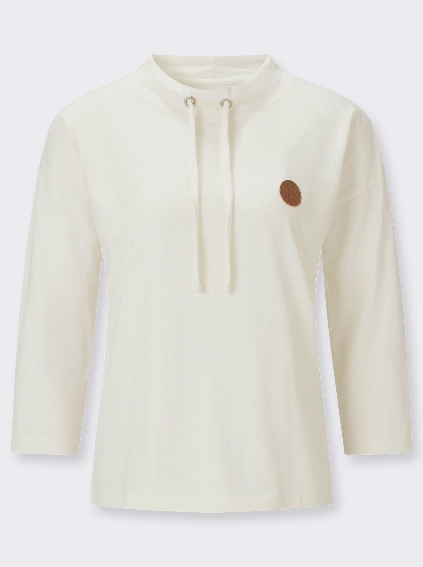 3/4-Arm-Shirt mit weitem Stehkragen - ecru