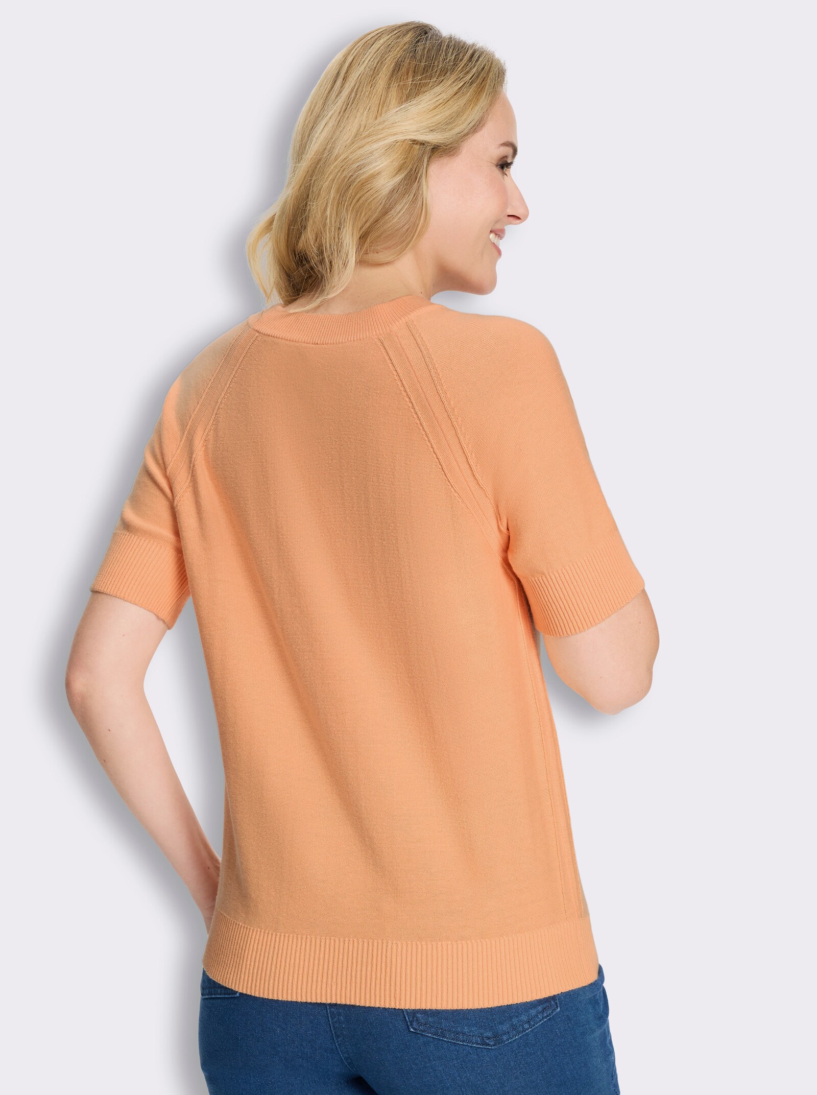 Kurzarmpullover mit Raglan-Ärmeln - apricot