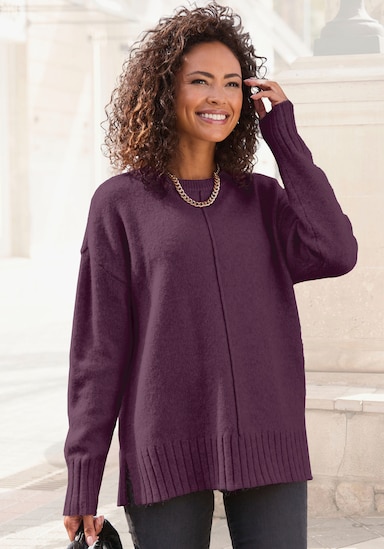 LASCANA Pullover met ronde hals - lila/bordeaux