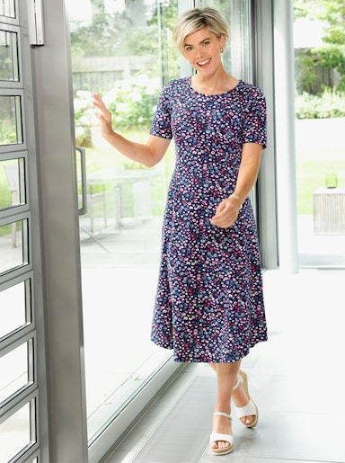 Sommerkleid - marine-fuchsia-bedruckt