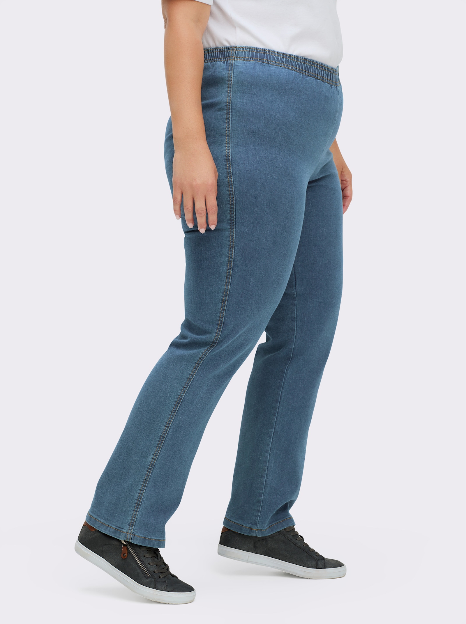 Stretch-Jeans mit Rundum-Dehnbund - blue-bleached