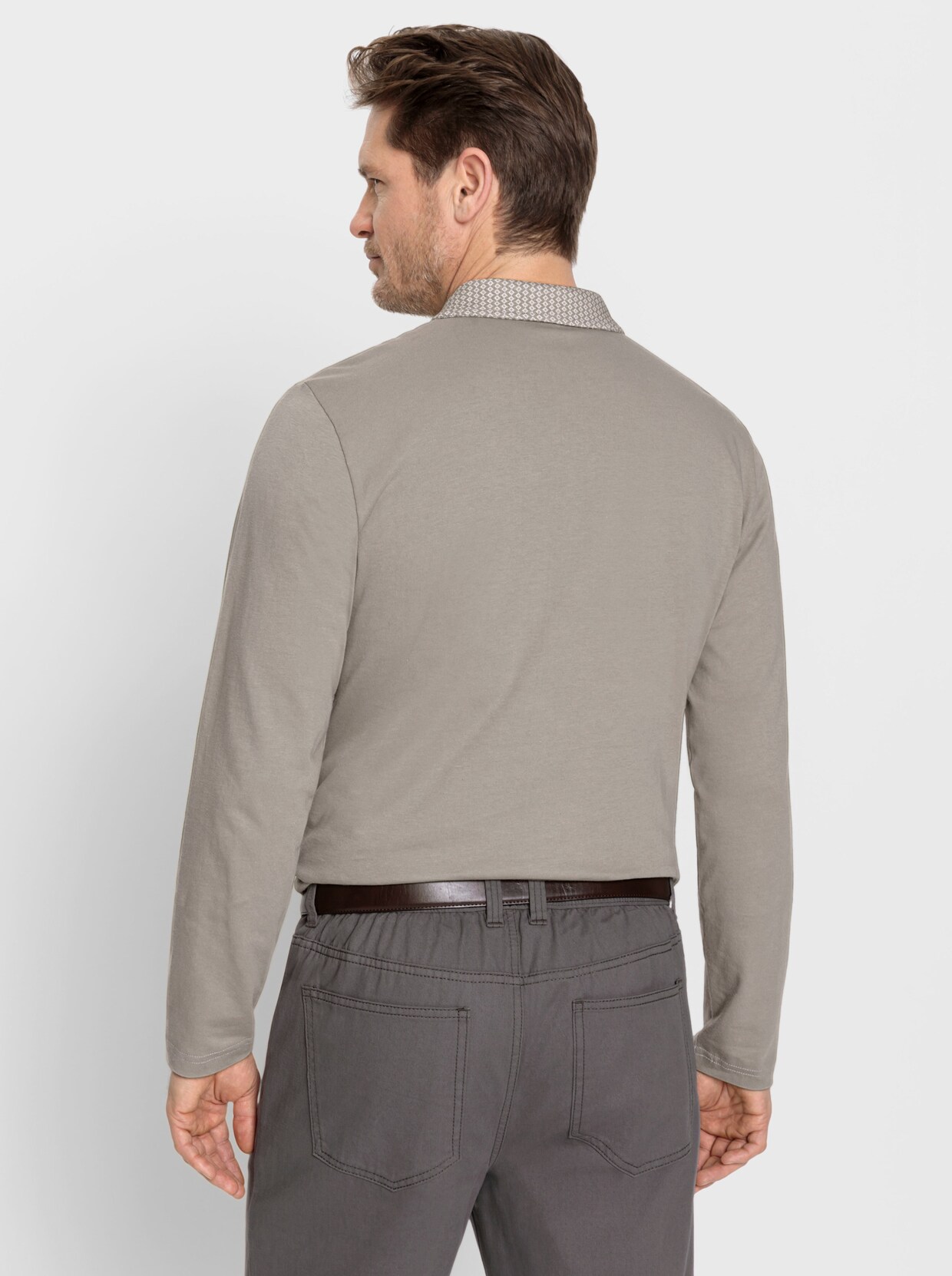 Marco Donati Poloshirt met lange mouwen - sesam