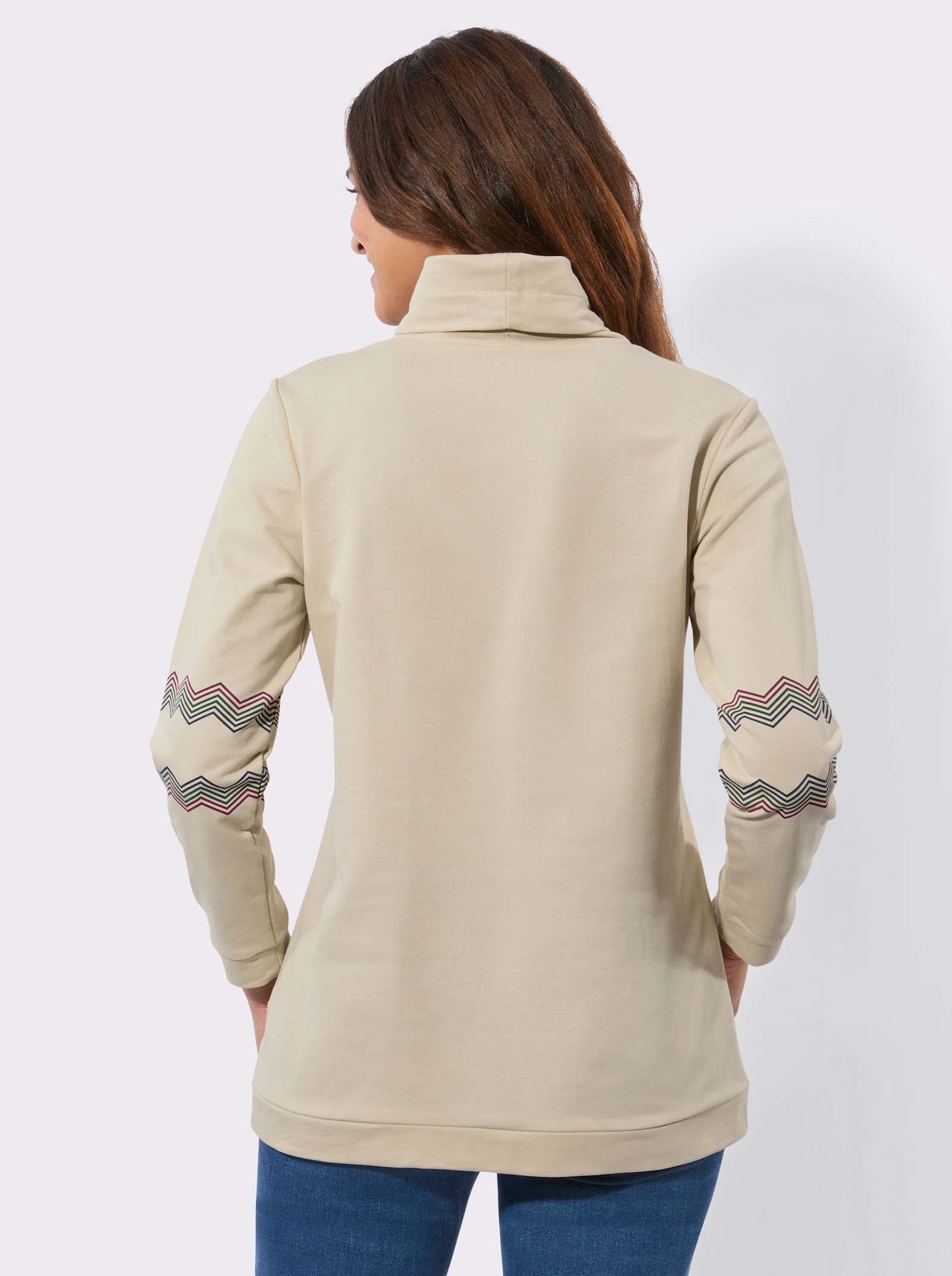 Longsweatshirt mit weitem Rollkragen - sand