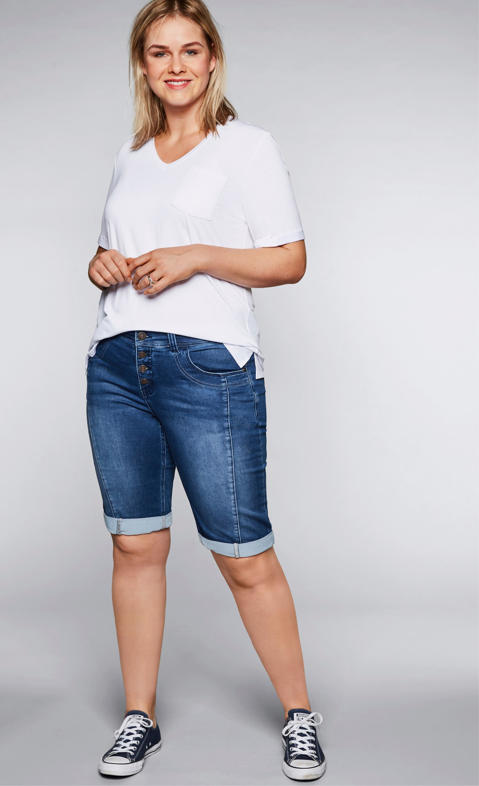 sheego Bermudas aus Sweat-Denim - blue denim