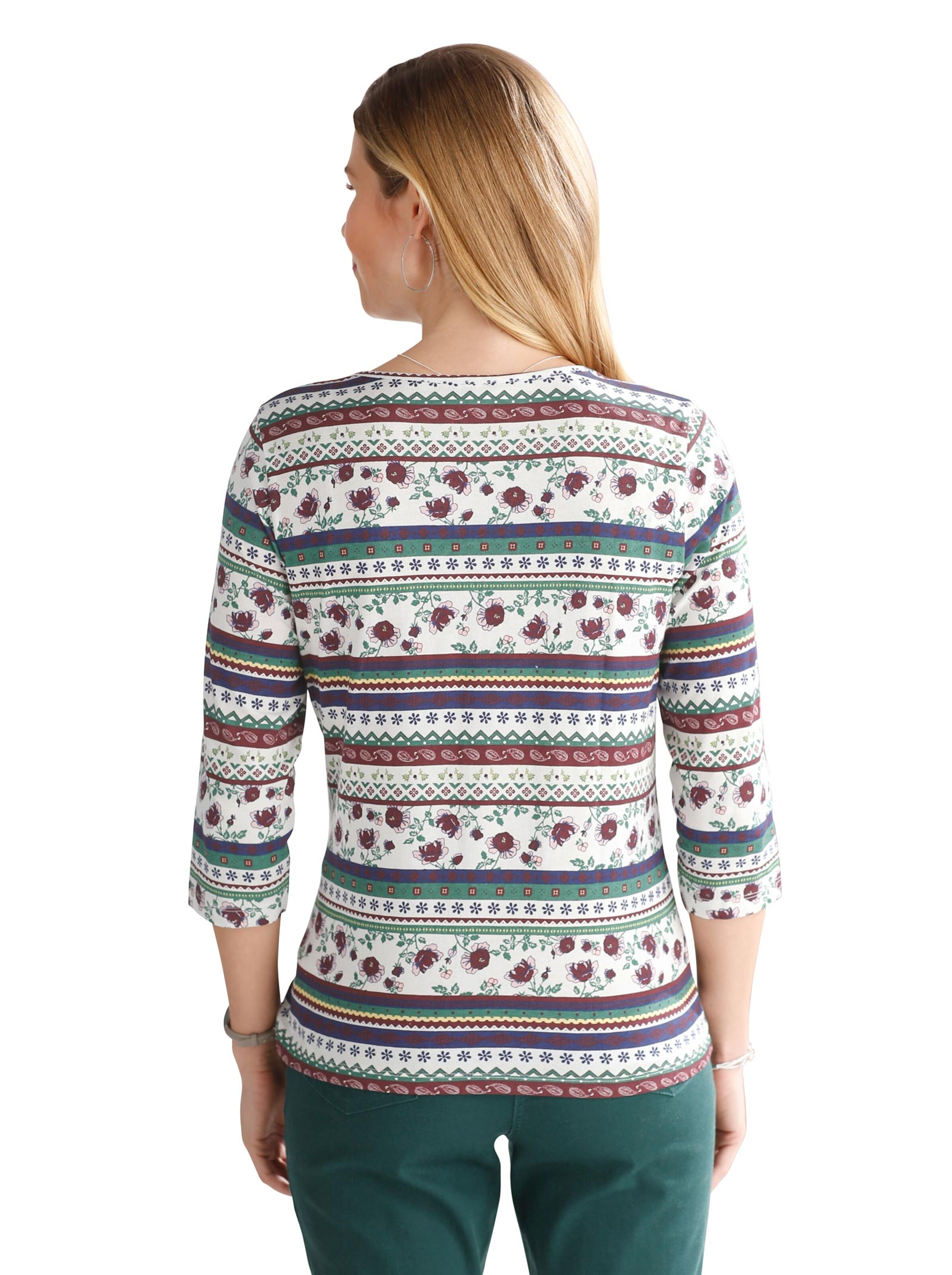 Shirt - bordeaux-weiß-gemustert