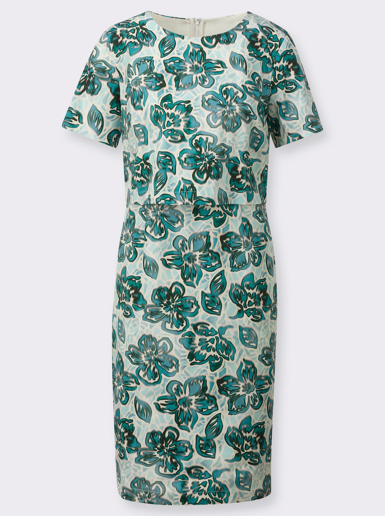 Druckkleid - ozean-petrol-bedruckt