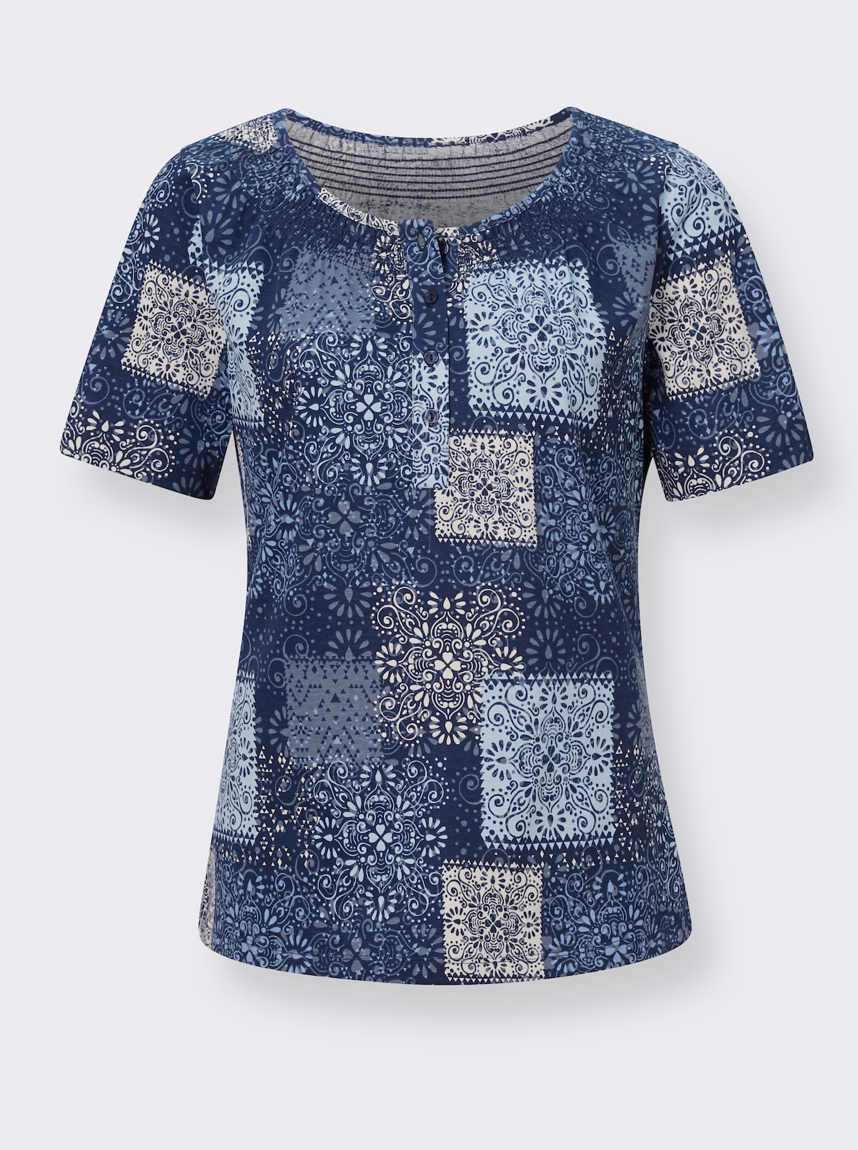 Shirt met ronde hals - marine geprint