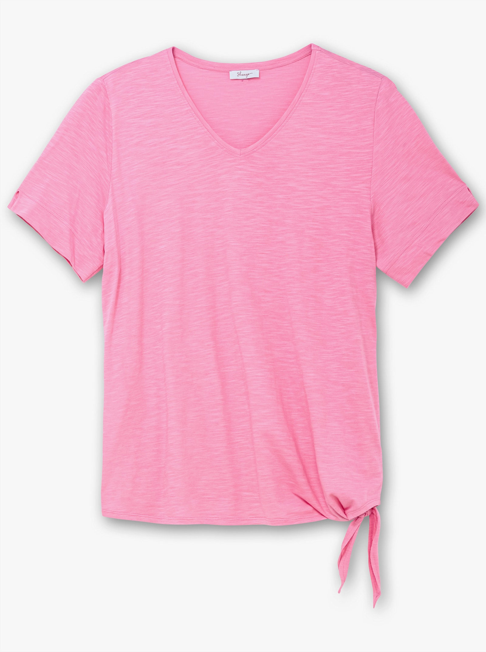 sheego Kurzarmshirt aus Flammgarn-Jersey - blumiges pink