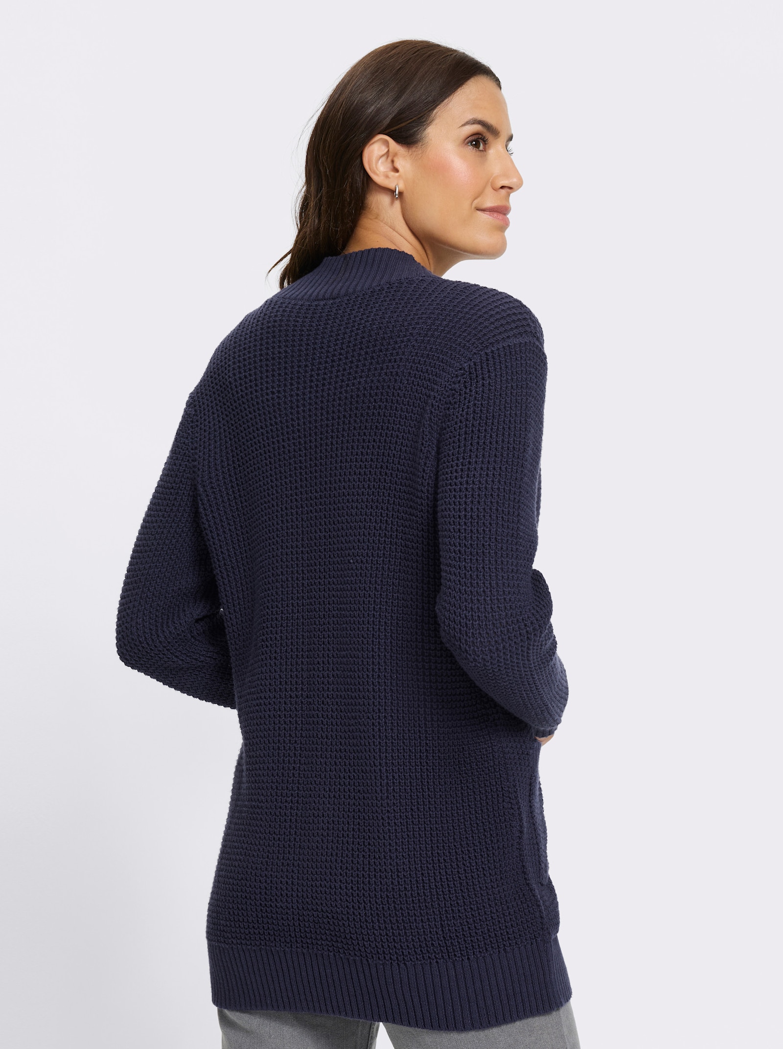 Strickjacke mit abgerundetem Saum vorne - marine