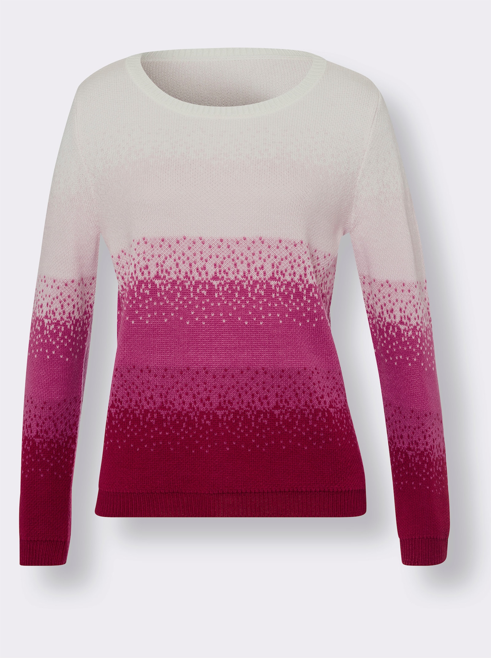 Pullover met ronde hals en kleurverloop - fuchsia/ecru gedessineerd